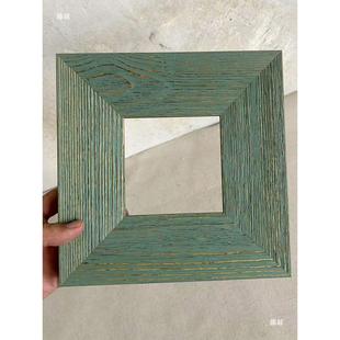 绿色抓实木油画相框t$*&fglz装裱水照片唐框卡版画中彩古丝复古相