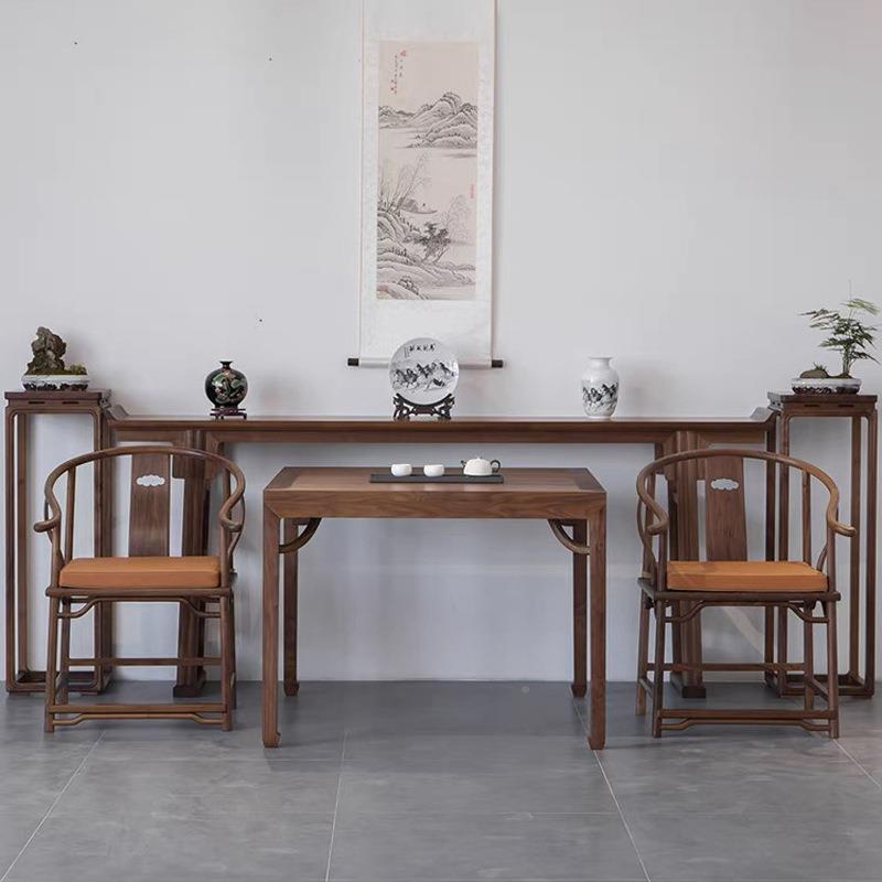 新中式黑胡桃条案八仙730桌玄件关中堂六木套神堂台翘头供桌端景