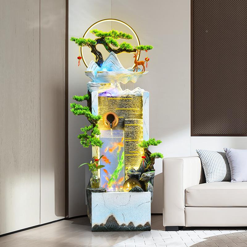 水简约TLW流摆件现代客厅玄造景欧式水幕墙喷泉鱼关缸前台落地装
