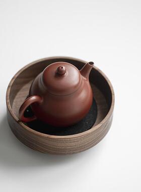 室茶话作日式壶承宜北美htm-fhhc黑胡桃木高脚心干果点盘壶托茶道