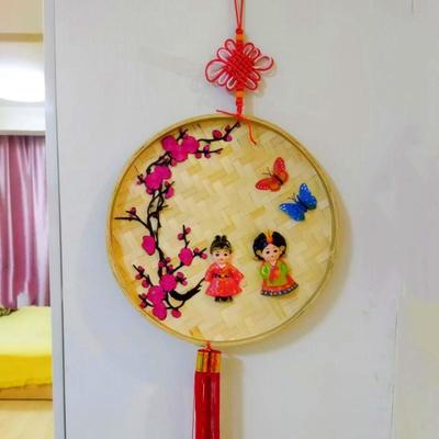 韩服筐通娃卡娃竹木框挂饰家居装饰朝壁挂鲜民俗工艺YPL流苏喜庆
