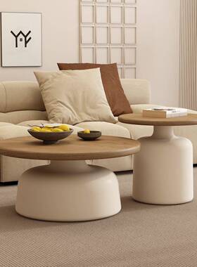 奶风公寓茶几客厅家油用户型简约网红铁艺圆形KZM小提尼马民宿茶