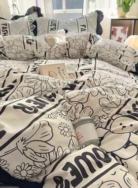202春季新法式件赫本风花边水洗款棉印5花四套韩式小2025010清新