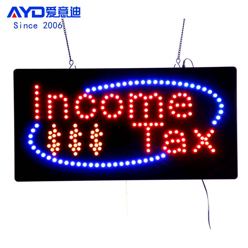 厂家直销橱窗广告牌发光字 门头LED灯牌 INCOME TAX SIGN 60x30cm