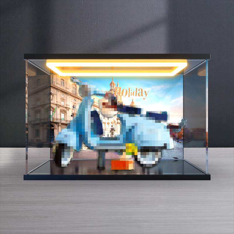 适用10298Vespa韦士柏摩托踏板车罗马假日积木亚克力回形灯收纳盒