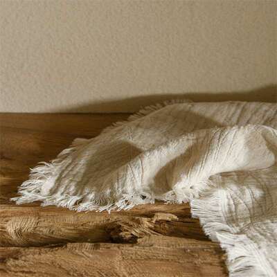 Cultural|夏季午睡办公室高级毛毯四季棉纱布小毯子提花流苏盖毯