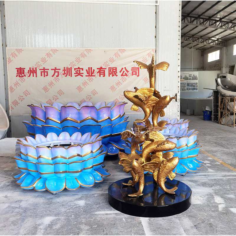 威斯顿户外仿真玻璃纤维莲花雕塑水景公园美陈植物模型景观摆件
