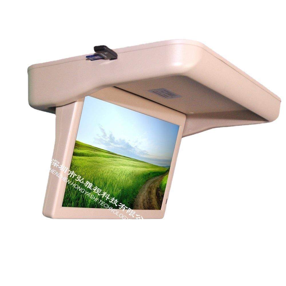 考斯特专用电动翻转车载显示器 全自动车用显示屏 15.6寸车载电视