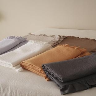 韩式 ROW极简美学双面60S全棉平纹密道绗缝荷叶边床盖被套四件套