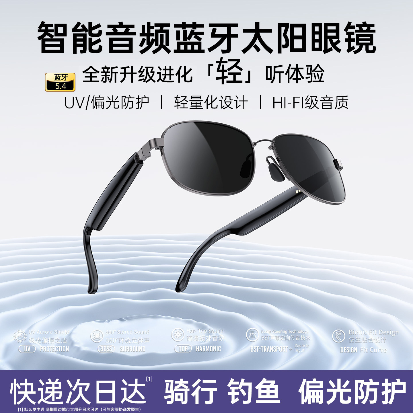 吾酷智能蓝牙眼镜耳机一体2026新款蓝牙音乐通话听歌太阳墨镜触控