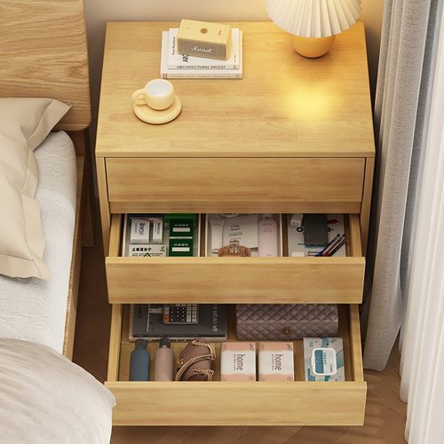 实木床头柜简约北欧卧室简易床边收纳柜家用小型床头置物架储物柜