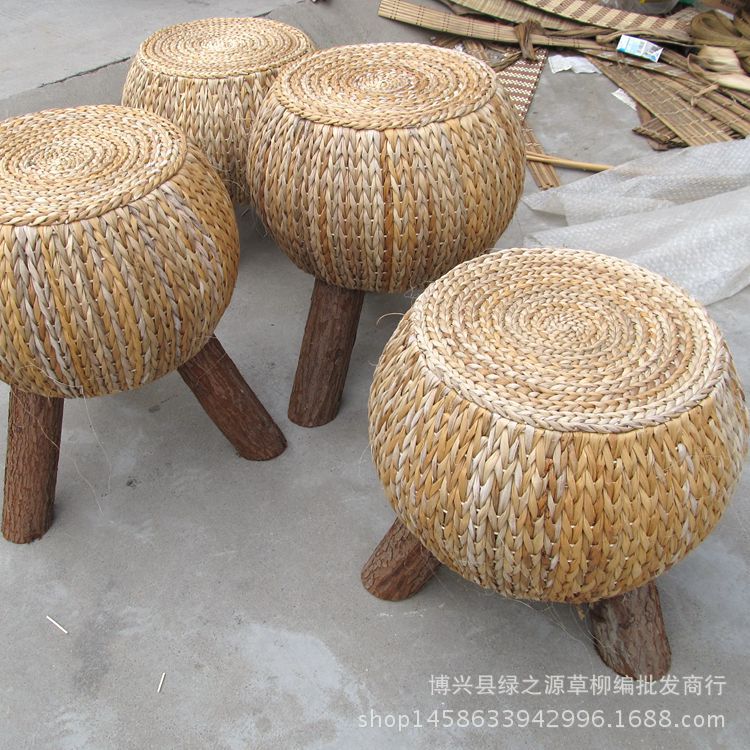 草编坐墩蒲团藤编飘窗坐垫换鞋凳禅垫坐凳圆墩矮凳草垫茶楼坐墩