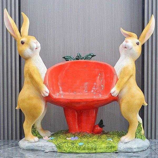 花园庭院阳台装饰品 兔子摆件 玻璃钢椅子工艺品创意个性美陈雕塑,家居饰品,落地摆件,淘宝优惠券,粉丝福利购,淘宝优惠卷