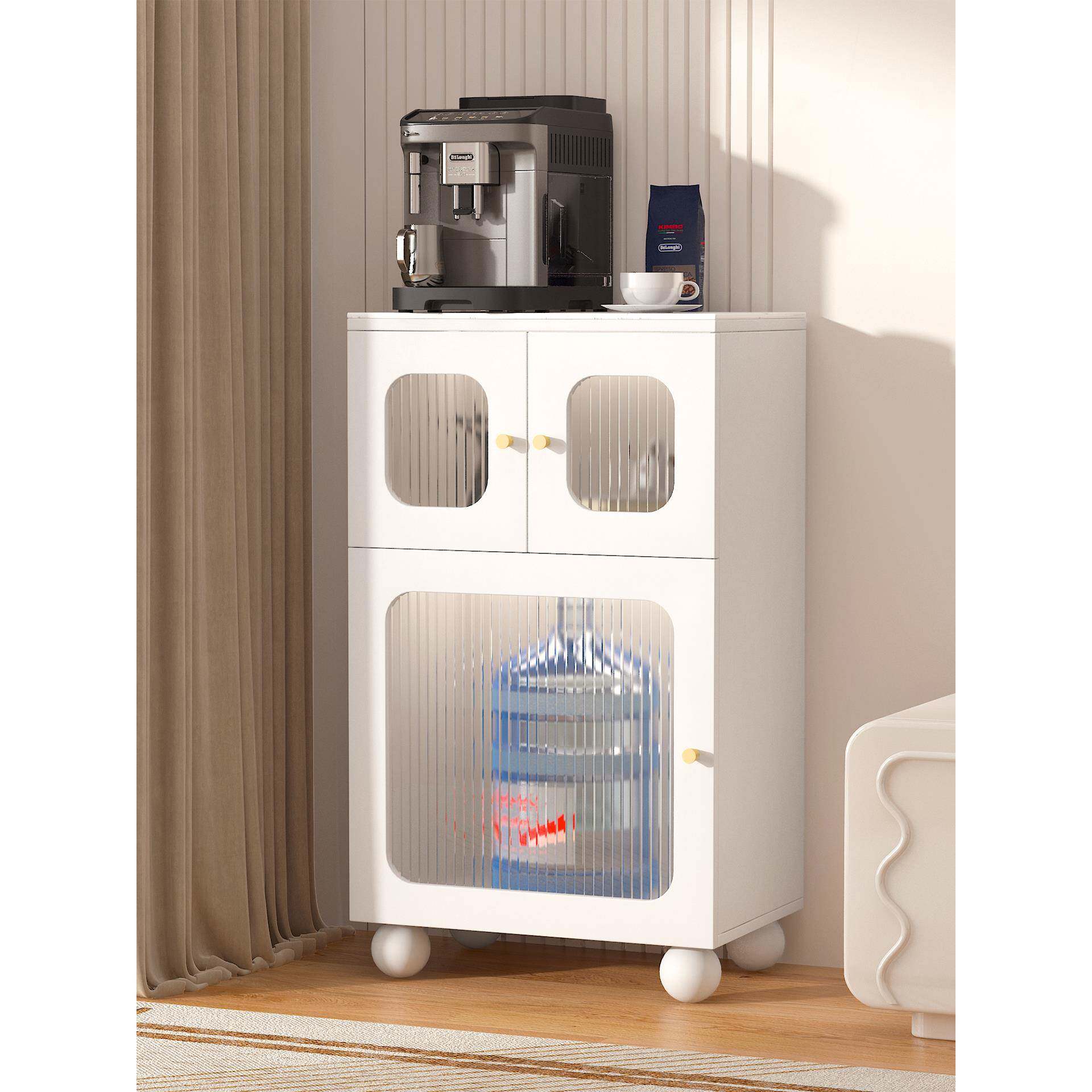 奶油风岩板餐边柜小尺寸客厅茶水柜小型储物收纳柜子咖啡机摆放台