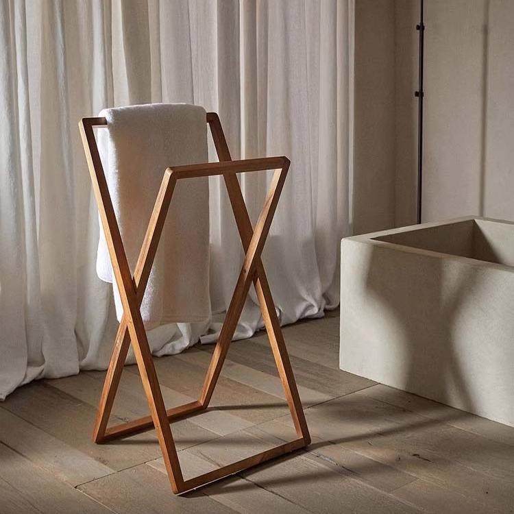 正品欧式简约折叠式浴室毛巾架阳台实木伸缩晾晒木质挂衣架