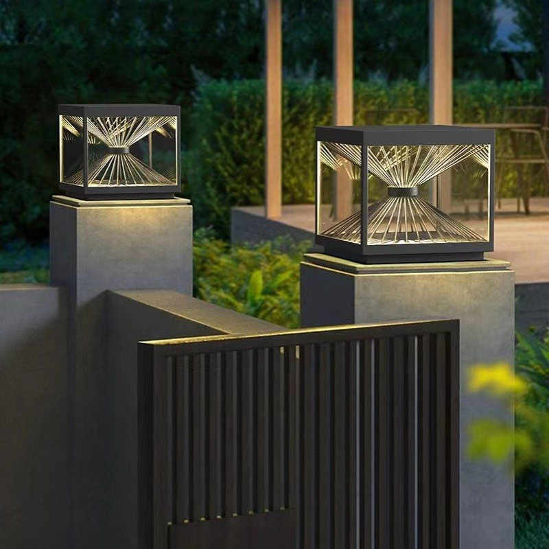 户外柱头灯别墅门柱灯太阳能防水庭院围墙灯大门柱子灯室外立柱灯