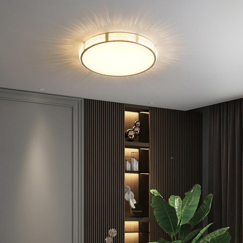 全铜l圆ed吸顶灯68房间书灯餐厅温馨浪水晶护眼漫形钻房石卧室灯