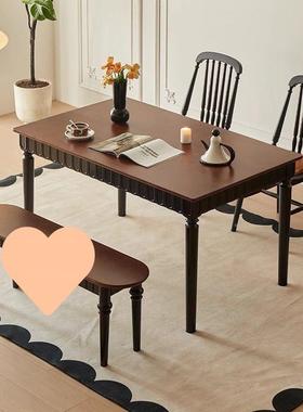 中古风法式GYD复古实木中餐椅家用靠背椅长凳子家休用闲美式地海