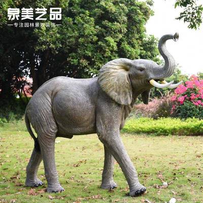 玻钢璃仿真动物雕塑一对泰国财大景象摆件DX0001户外园林招观装饰