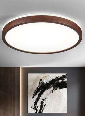 新中式吸灯实木简顶约35273气现代卧室灯长方形胡桃木色大用客家