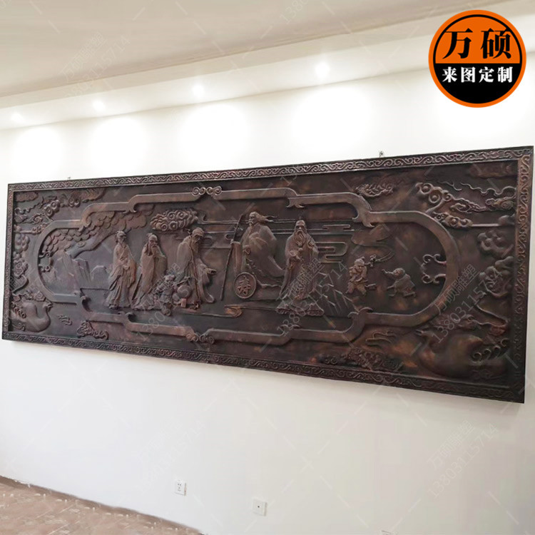 玻璃钢仿铜浮雕制作厂家 仿铜人物祝寿铸铜浮雕壁画 人物浮雕