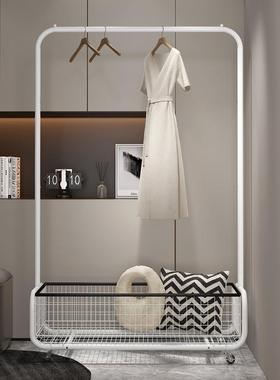 耐衣用衣落地立式移动衣架带轮加厚轮滑衣帽架服单架杆款ITD置物