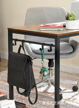 简约书卧室电脑办简公桌台式48643易书架一体铁艺长学习桌条带储