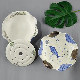 身日式意创陶瓷刺干冰盘餐具餐厅酒商店意境菜三文鱼生盘专H1583