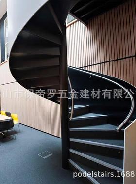 旋转楼梯钢钢木结构旋踏板304KHI不螺锈护栏扶手栏杆