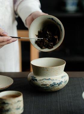 仿水古青花火石20241216红手零绘山茶渣缸家用陶瓷建水茶洗水夫盂