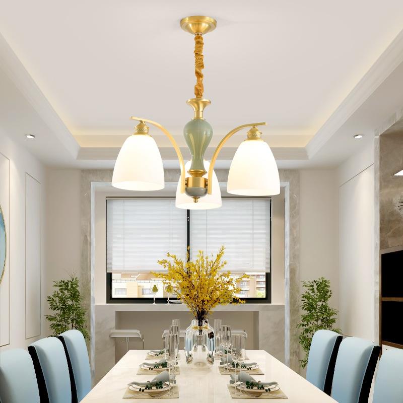 式美全铜灯朝下不147积灰易打理欧简约餐厅灯现代简吊约式客厅灯