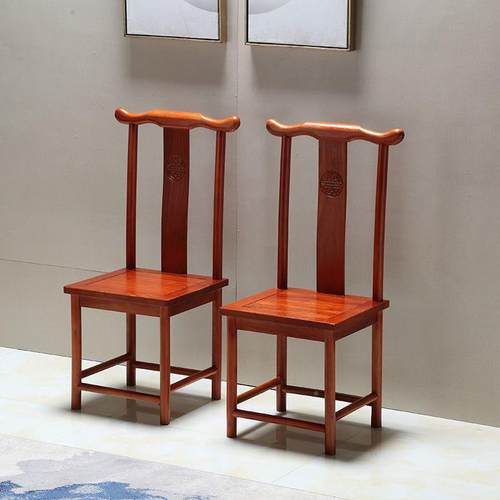 实木JYD牛角椅餐椅半新圆椅中P式仿茶凳靠背椅家用饭店古圈椅月牙