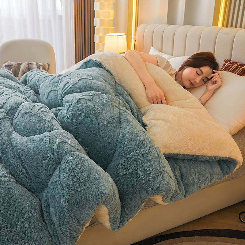 安慕瑞BKE家居舒棉绒大提花冬被被保芯暖加厚双拼富贵保暖花