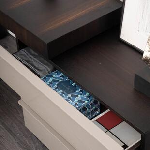 意式极化简室梳台妆高PS-S803端卧实木烟熏色妆台收纳柜抽屉柜一