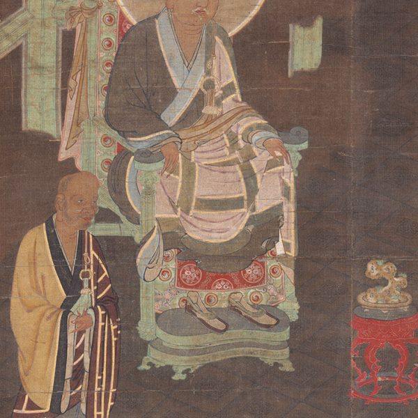 佚名献寿图国画人物竖版微喷复制画绢布画中式装饰画