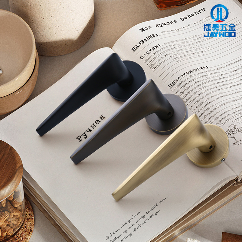 捷昊北欧风室内卧室静音磁吸现代简约实木房门锁金色黑色黄铜门锁