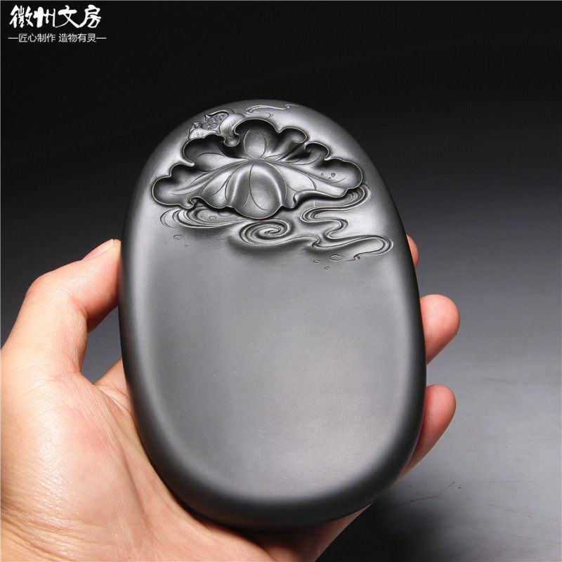 名师精品老坑砚台 清趣 荷叶小楷把玩砚 老坑原石砚台龙尾籽料