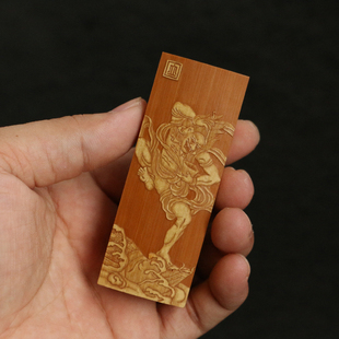十几年玉竹老料东阳名家裘立刚本工精工留青雕刻魁星牙签盒竹