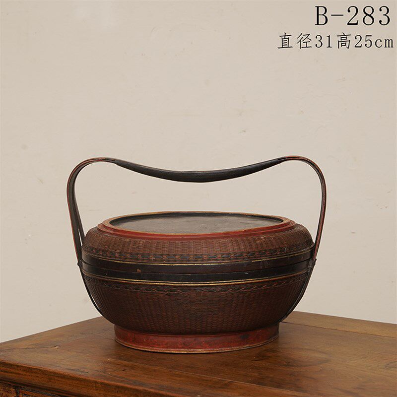 清代老竹篮民国时期老提篮插花花篮古董明清老物件怀旧装饰品摆件