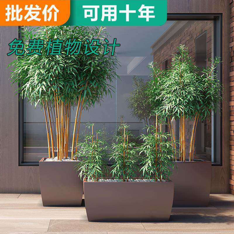 户外铁艺弧度花箱组合长方形不锈钢半弧形花槽隔断方型大号花盆