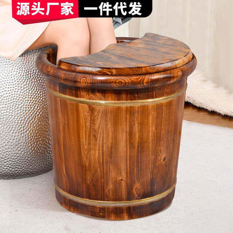 泡脚桶木桶家用木盆碳化木洗脚盆实木足浴桶保温泡脚盆厂家直销