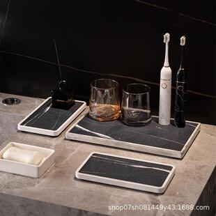 洗漱台面硅藻泥吸水托盘置物架硅藻土垫漱口杯垫浴室沥水收纳托盘