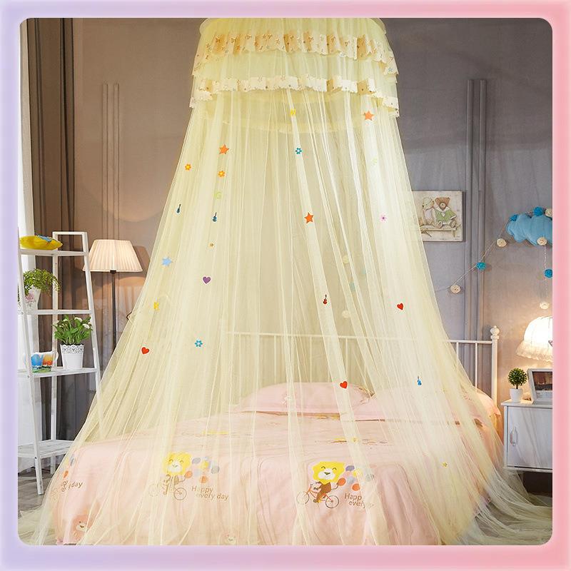 3YK儿童圆顶蚊帐公主风粉色吊顶吸顶蚊帐学生宿舍床幔单双人