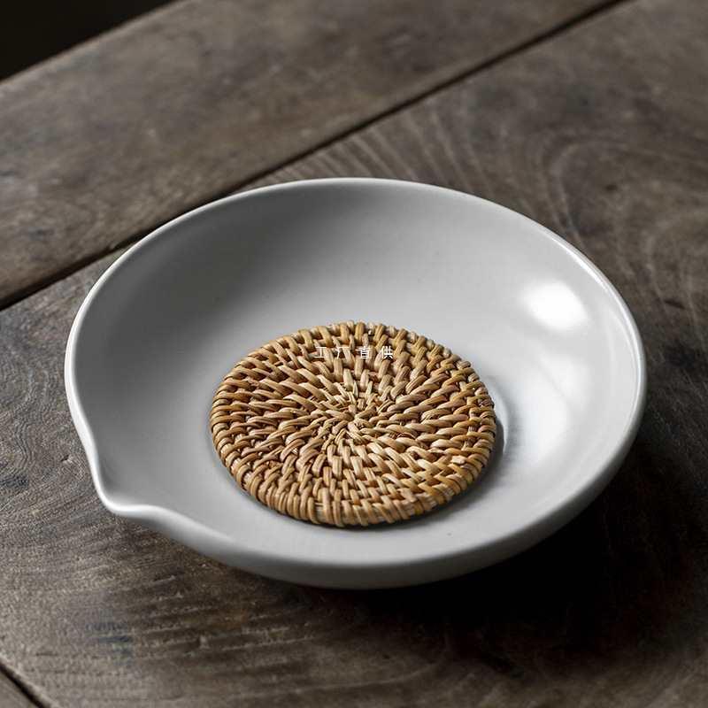 壶承盘干泡台复古紫砂壶盖碗藤编陶瓷蓄水壶托干泡养壶垫茶承