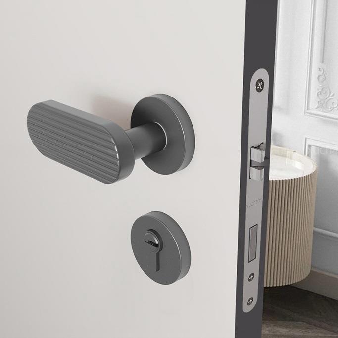 法式轻奢门锁金色静音磁吸房锁具奶油风室内门锁卧室分体式木门锁