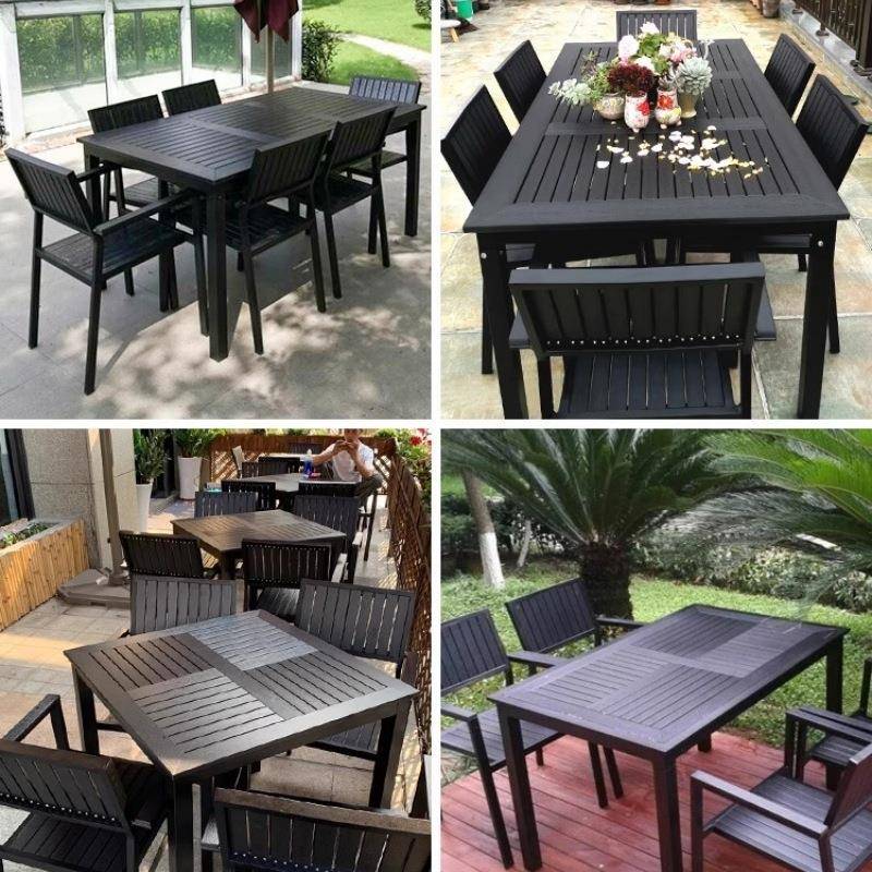 户外塑木桌椅室外木仿实店木闲套装庭院民宿酒环保户DWM外休花园