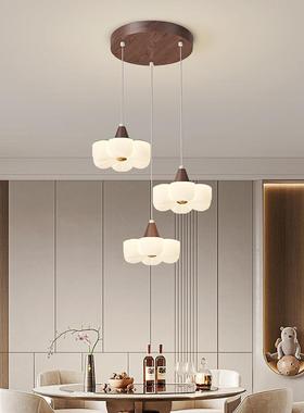 盘花朵餐新吊奶灯款复古长5头油风创意JMP实木护眼卧室床头厅小吊