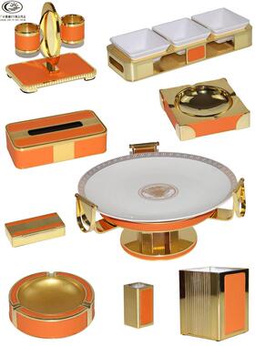 新款用不锈钢派对轻奢KT摆台品LQL全高V档套夜总会水果盘烟缸话筒