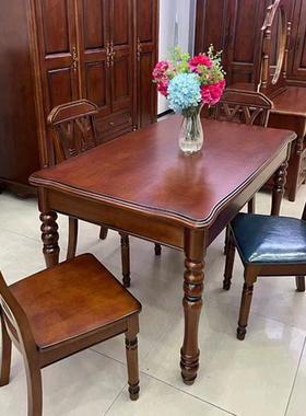 美式实木餐桌椅合客32277缩餐厅长组桌圆形跳台桌椅伸折叠餐桌成家品具