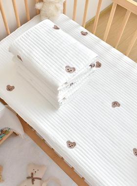 新生宝宝纯棉床QVK儿床童笠床绗缝刺绣床笠幼儿园宝宝韩式卡床通